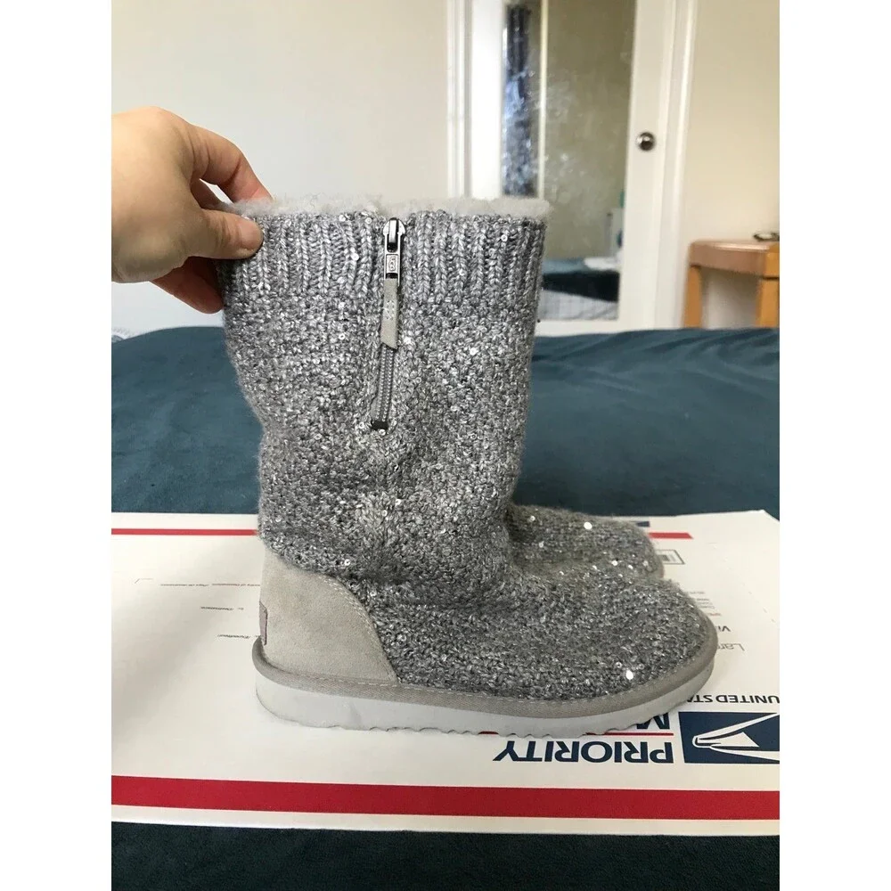 UGG Australia gray kids Sequin Boots 1104669K size 3 eu35
